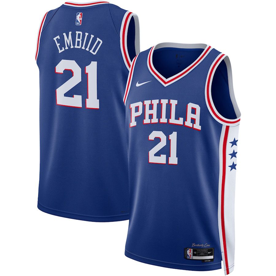 Men Philadelphia 76ers #21 Joel Embiid Nike Royal 2022-23 Swingman NBA Jersey